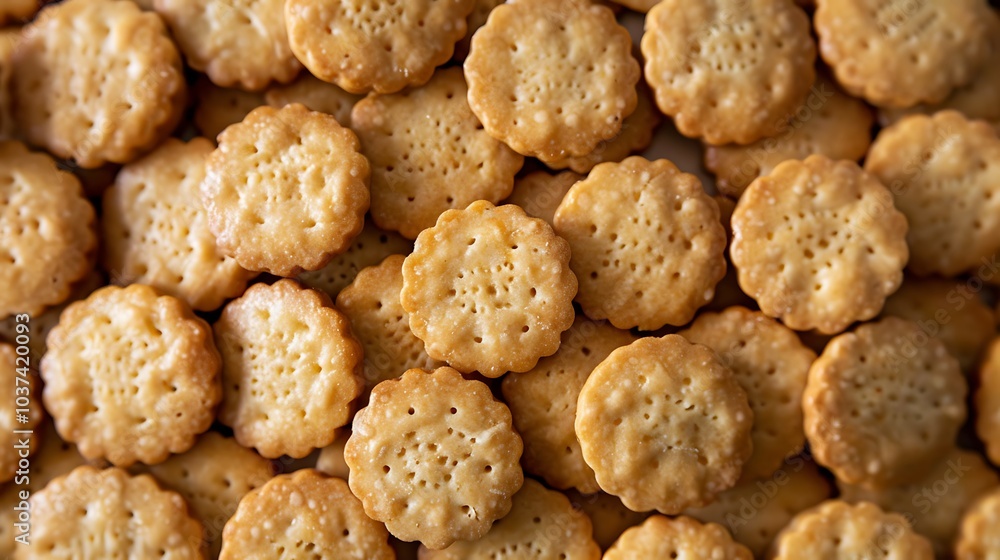 Wall mural backdrop of many butterscotch biscuits