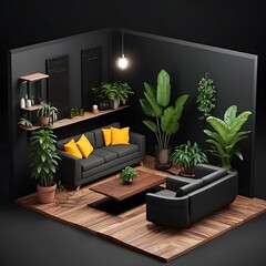 Minimalist 3D Living Room Interior&nbsp;Design