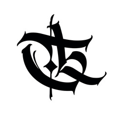 Letter in the Gothic style. Vector. Alphabet. Calligraphy and lettering. Medieval Latin letter. Logo for the company. Monogram. Elegant font for tattoo.