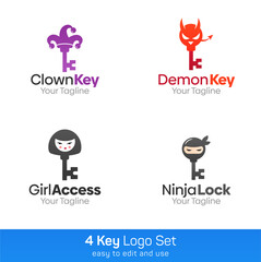 Key Shape Logo Template Set. Good for Business, Agency, Community and Organization