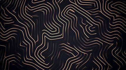 Abstract Gold and Black Swirling Lines Pattern Background