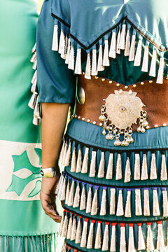 Santa Fe, New Mexico, United States.  Native American women in regalia.