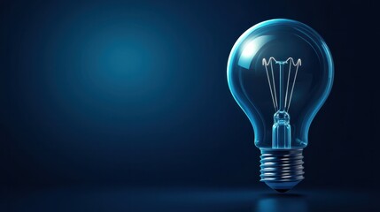 Shiny light bulb on dark backdrop for conceptual purposes