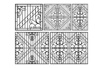 Obraz premium Iron window grill design vector template