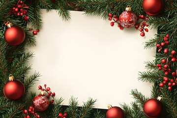 Blank paper with christmas decoration as background