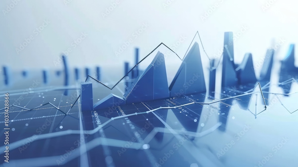 Poster abstract data visualization in blue tones