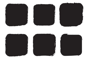 Set of black grunge circles shapes on a white background. Paint brush stamp collection. Vector brush circle. Grunge round shape.