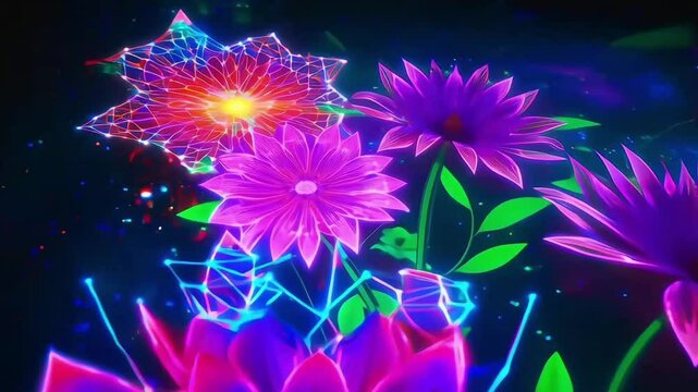 Beautiful abstract flowers on a dark background, phone backgrounds and live wallpapers