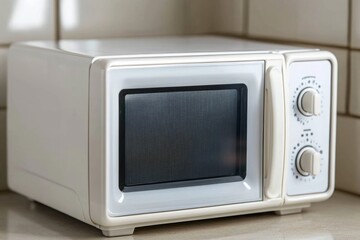 Obraz premium White Microwave Oven On a Kitchen Counter