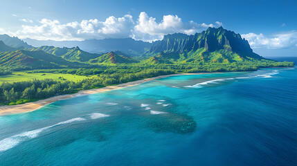 The Serene and Scenic Hawaiian Beaches Surrounded by Lush Cliffs and Clear Skies