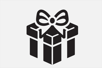 A simple black-and-white icon of a gift box