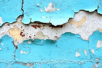 Obraz premium Weathered Blue Wall with Flaking Paint