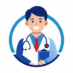 Fototapeta premium Doctor with Clipboard: Realistic Vector Illustration for Patient Care