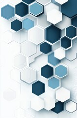 Naklejka premium Abstract geometric background with blue hexagons on a white backdrop creating a modern and dynamic composition