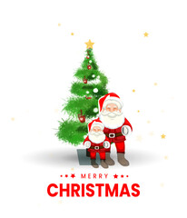 Merry Christmas Minimal Poster Design, Santa Claus Coming Christmas gift background 