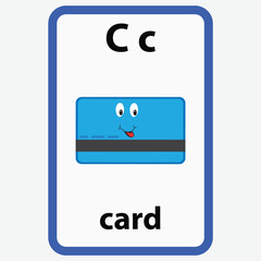 Alphabet flashcard for children with the letter c from card