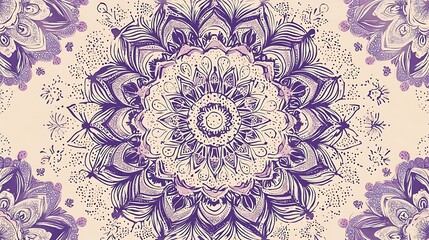 Purple Mandala Flower Pattern   Watercolor Illustration