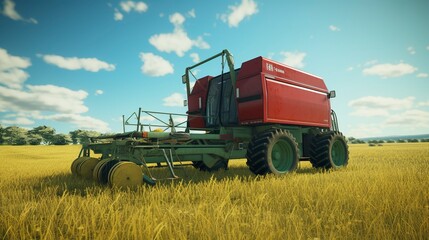 Obraz premium A photo of a hay baler on a grassy field.
