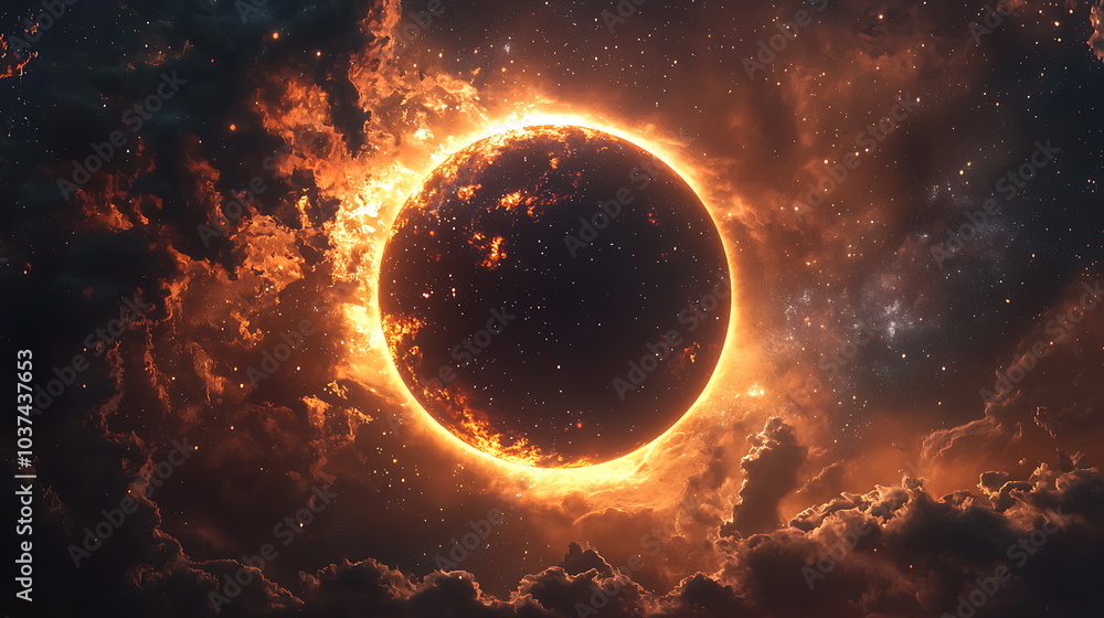Aufkleber spectacular celestial event glowing eclipse illuminates the clouds in a breathtaking display of natu