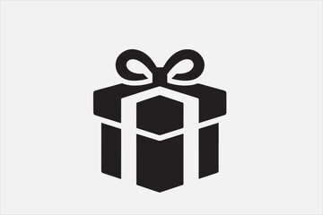 A simple black-and-white icon of a gift box.