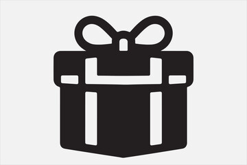 A simple black-and-white icon of a gift box.