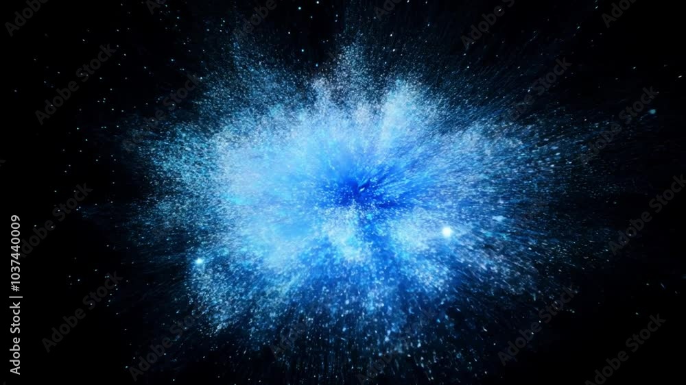 Fototapete a dazzling burst of blue light and particles fills the darkness, creating a captivating display of e