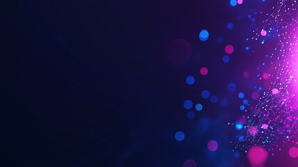 bstract Blue Glowing Network with Dots and Lines on a Dark Purple Space Background - Perfect for Technology Video Presentations or Business Backdrops