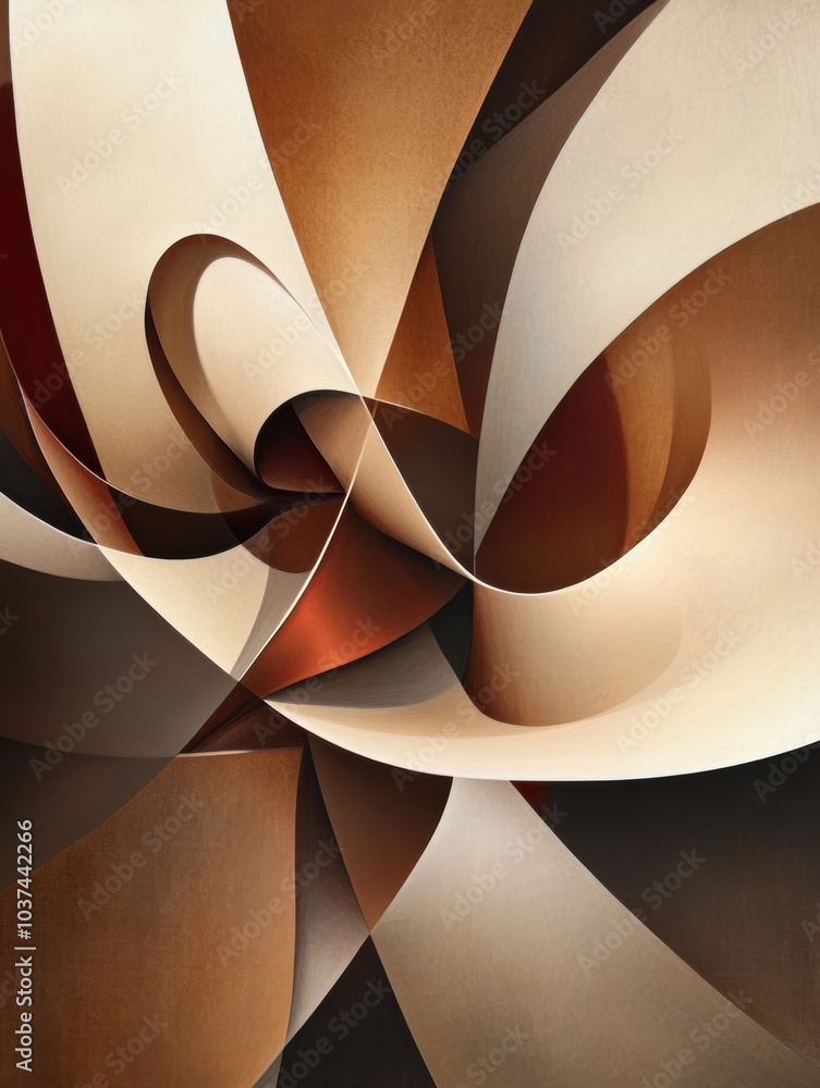 Poster colorful abstract shapes evoke gift boxes and ribbons, intertwining to create a lively and festive a