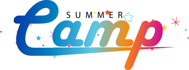 Summer camp, Summer Camp text. gradient color Summer Camp text