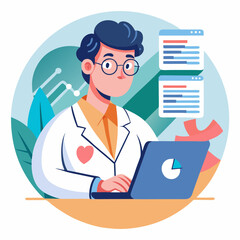 Doctor Reviewing Data: Realistic Vector Illustration for Healthcare Insights