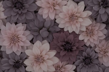 dahlia floral pattern in muted mauve color, a blend of purple and gray with soft, earthy undertones