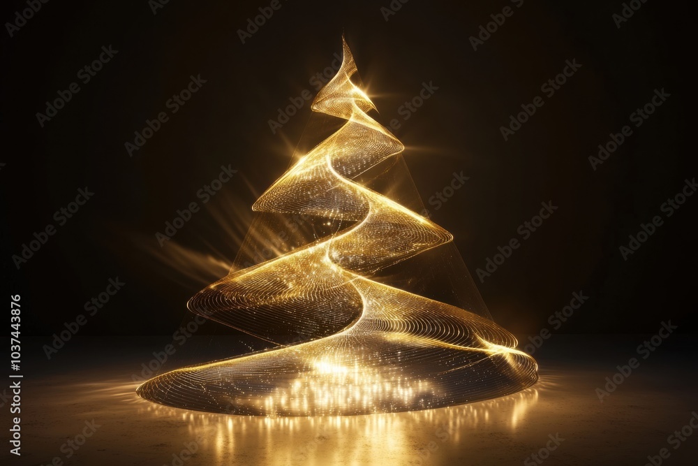 Aufkleber this abstract christmas tree radiates a warm glow with its intricate golden design, capturing the es