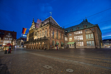 Bremen City Hall or Rathaus in the old town of Bremen, Germany