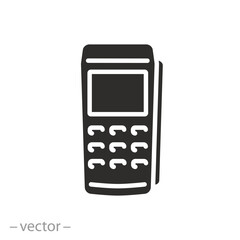 pos machine, payment terminal icon, contactless pay, device for credit card or nfc, electronic reader, flat vector illustration