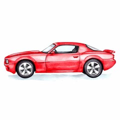 Fototapeta premium Retro Classic Car Watercolor Illustration