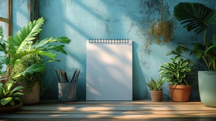Minimal and Clean Desk Setup Featuring a Blank Calendar Mockup Perfect for Time Management and Planning Visuals for Your Home or Office