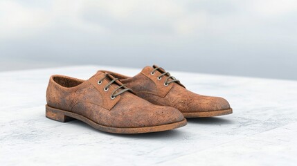 Worn Out Shoes of a Businessman Symbolizing Exhaustion, 3d illustration