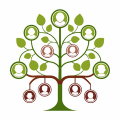 Family tree vector with ornate details on white background