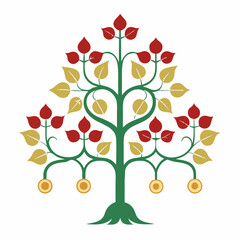 Family tree vector with ornate details on white background