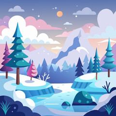 Winter day happy winter vector fog in nature