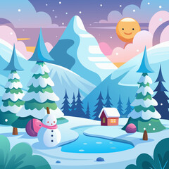 Winter day happy winter vector fog in nature