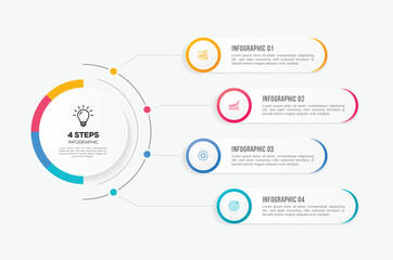 Vector infographic label design with circle infographics template design and 4-5-6 options or steps. Can be used for process diagram, presentations, workflow layout, banner, flow chart, info graph.