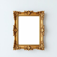 vintage gold frame isolated on white background