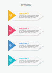 Timeline infographic template design. 4 options or steps business infographic template design. Can be used for process diagram, presentations, workflow layout, flow chart, steps, banner.