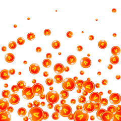 Vitamin A round capsules scattered randomly.