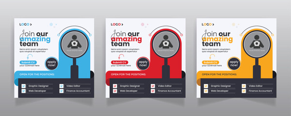 We are hiring job vacancy social media post or square web banner template