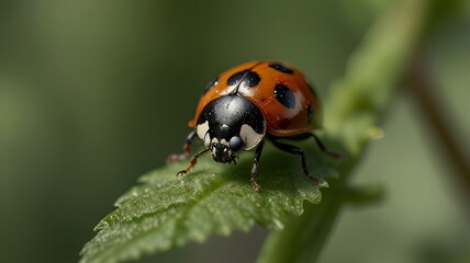Naklejka premium ladybug on a leaf