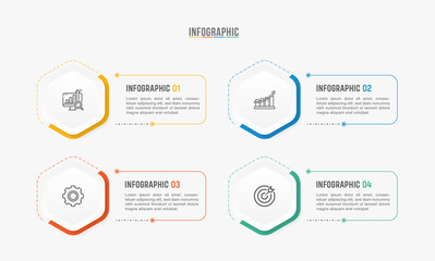 Timeline infographic template design. 4 options or steps business infographic template design. Can be used for process diagram, presentations, workflow layout, flow chart, steps, banner.