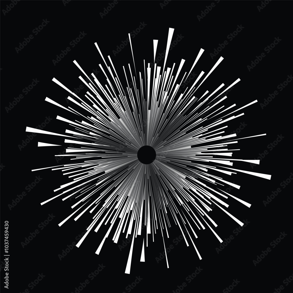 Poster radial speed lines in circle form form ray burst . fireworks explosion . vector light burst . starbu
