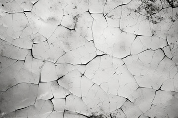 Black and white abstract grunge background with noticeable cracks and scuffs. Texture of cracked paint on an old wall